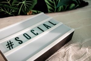 a close up of a sign with a plant in the background