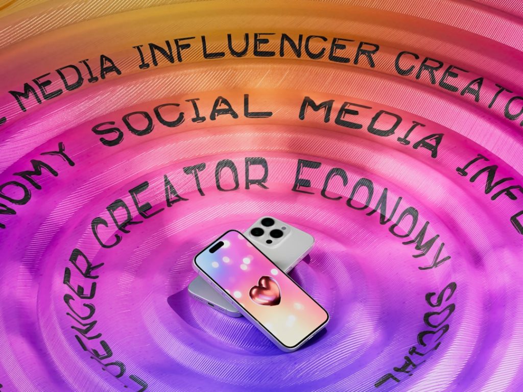 A cell phone sitting on top of a purple circle